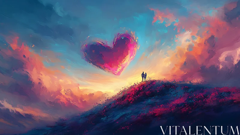 Digital Landscape: Luminous Heart Against Ethereal Sky.
