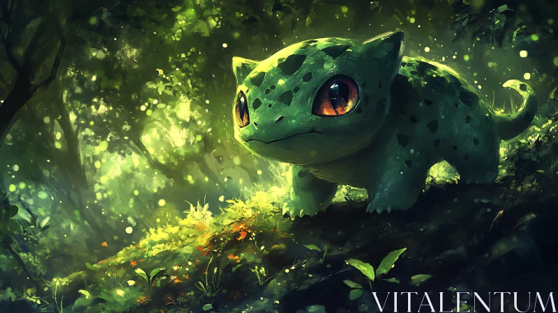 Forest sprite creature prowls through glowing moss dreams.