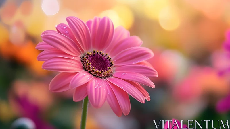 Pink Gerbera Daisy in Morning Sunlight.