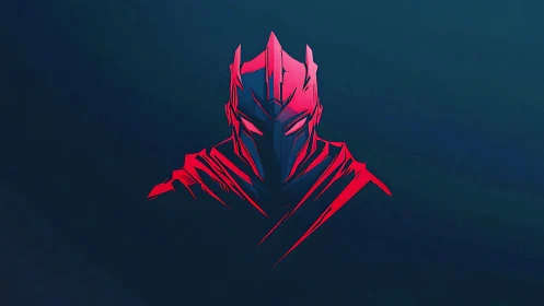Minimalist cyber knight emblem in neon duotone profile.