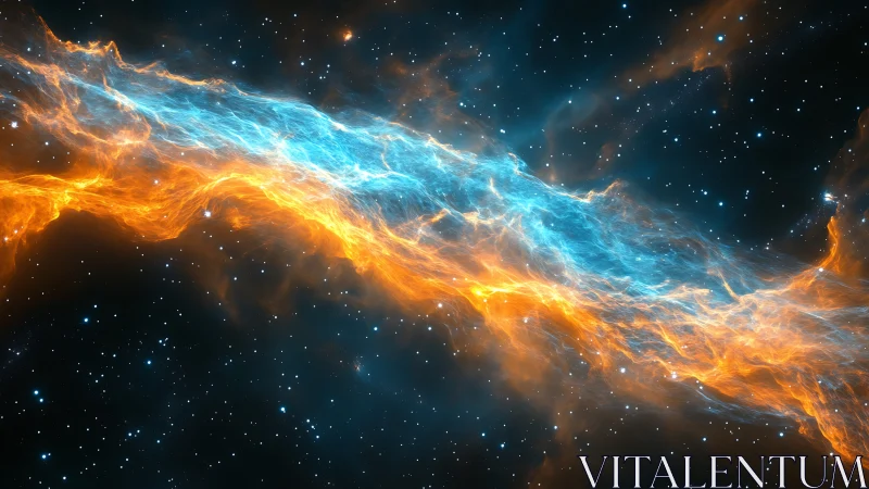 Bipolar plasma nebula band arcs diagonally across starfield plane