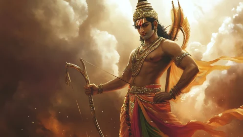 Stormlit archer prince carves a golden path through clouds