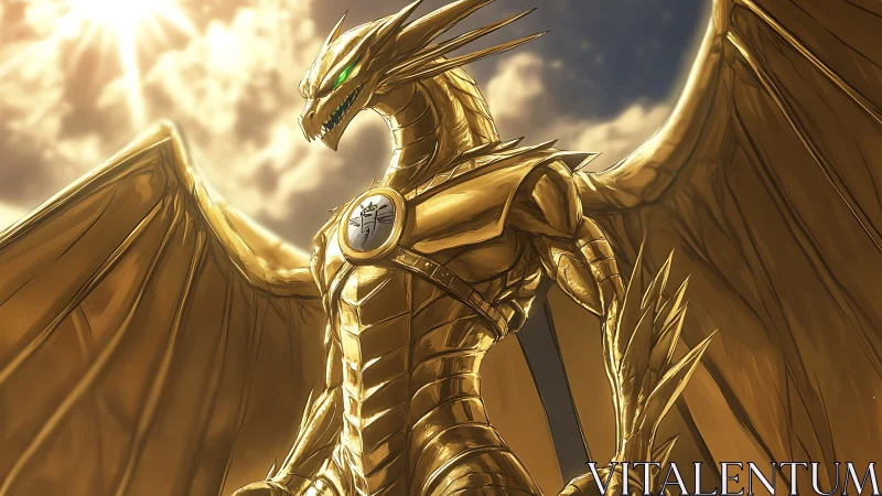 Golden dragon avatar dominates sunlit storm sky. Period.