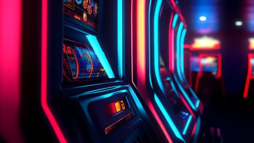 Neon slot canyons of chance glow in electric casino hush.