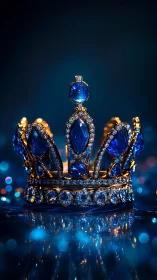 Sapphire coronet gleaming with jeweled bokeh reflections.
