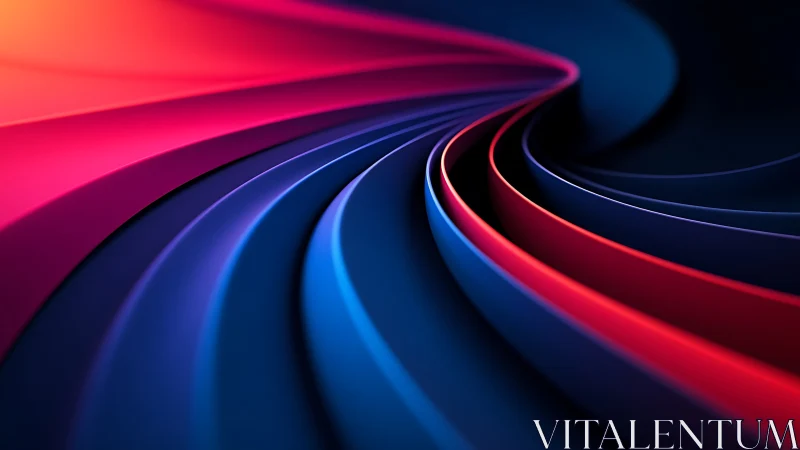 Curved multicolor ribbons forming abstract wave structure.