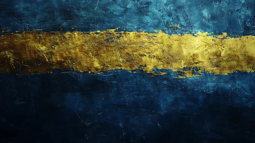 Abstract Swedish Flag Painting with Bold Textured Brush Strokes.