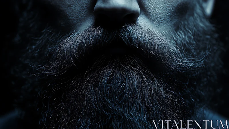 Midnight beardscape glows with icy cinematic shadows.