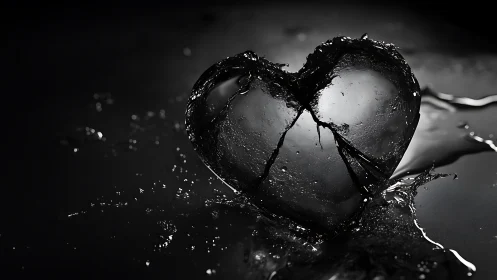 Water droplet impact frozen in heart shape formation.