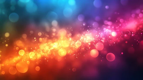 Vibrant bokeh light trail glows across deep gradient background