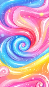 Candy nebula whirls pour rainbow light into quiet space