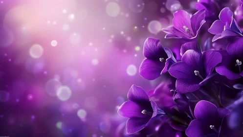 Purple Flowers with Bokeh Background and Soft Light Effects