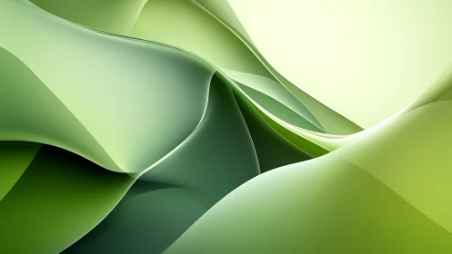 Layered green abstract waves in soft gradient light.