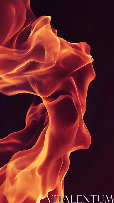 Fluid Flame Abstraction Against Black Background.