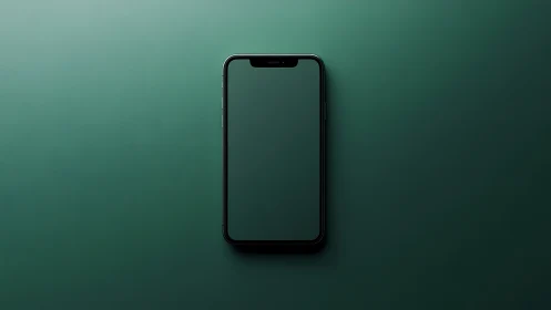 Smartphone Floats Mysteriously Against Jade Gradient Backdrop
