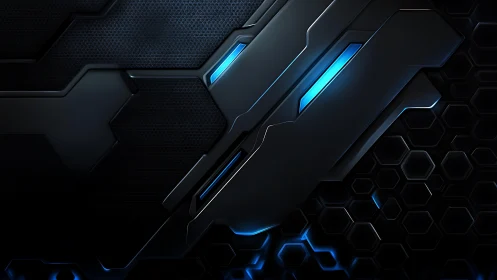 Futuristic hexagonal tech background with glowing blue accents.