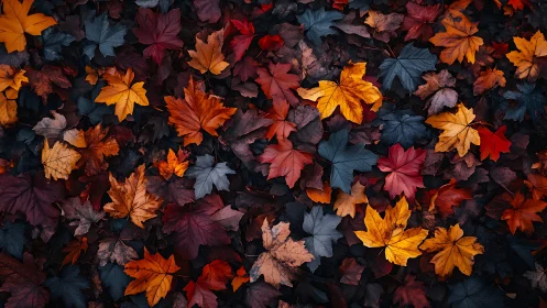 Chromatic stratification of maple foliage under diffuse light.