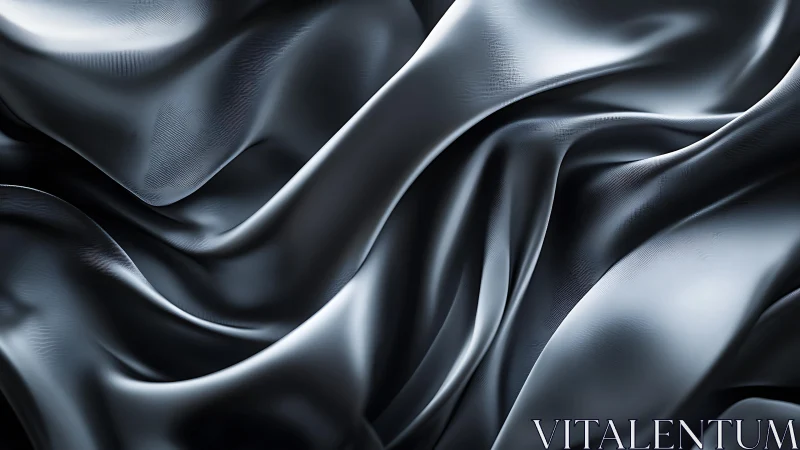 Elegant Black Satin Fabric Drapery in Luxurious Abstract Style.