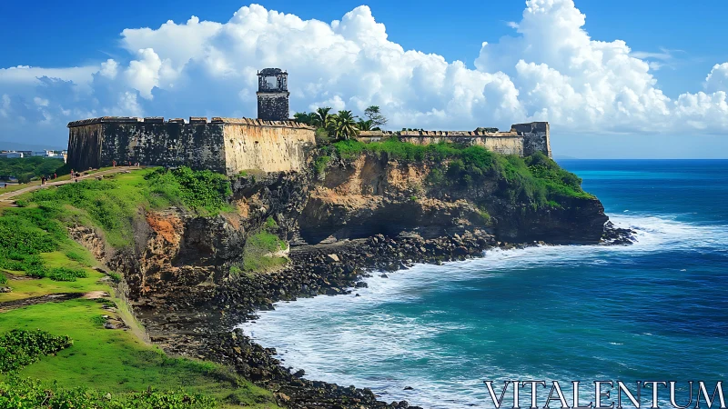 Coastal Fortification on Elevated Headland with Ocean Waters.