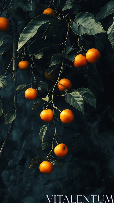 Citrus constellations glow softly against a velvet midnight