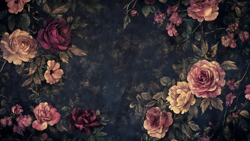 Vintage Roses in Moody Elegance: A Timeless Garden.