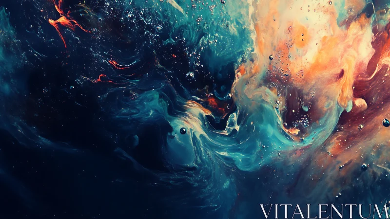 Cosmic currents swirling through deep teal and ember light.