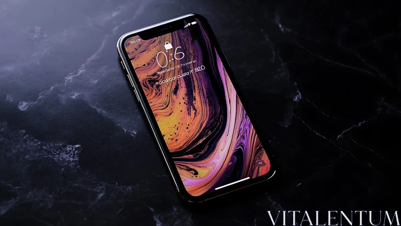 iPhone XS Max Glowing Lock Screen in Marble Darkness