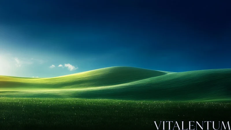 Sunlit cyber hills breathe under a storm-deep digital sky.