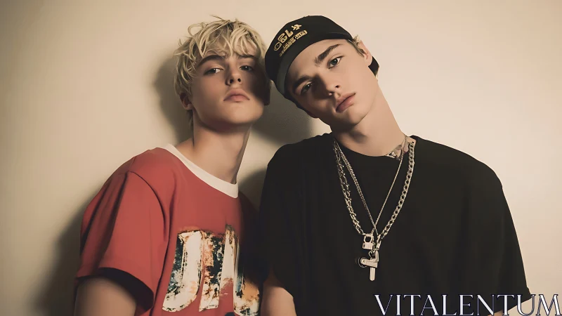 Relaxed friends share a calm moment in soft golden light