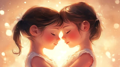 Twin Souls in Luminescence: Radiant Connection Glows.