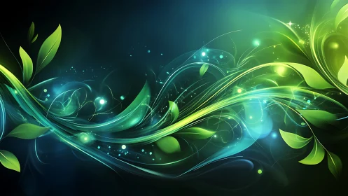 Luminescent bio-organic waveforms with neon foliage ribbons