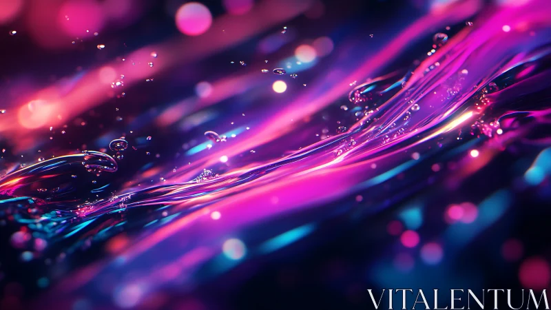 Neon liquid waves and droplets in vivid motion scene.