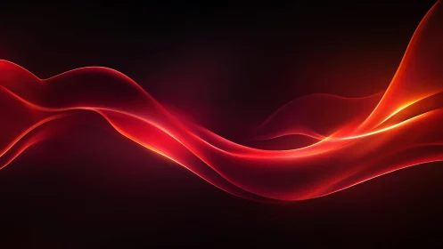 Flowing Red and Orange Abstract Waves on Dark Background.