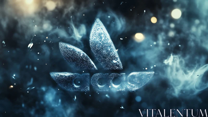 Icy particulate logo treatment renders a floating emblem