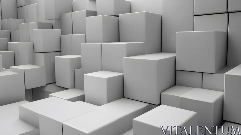 Monochrome staggered cubes in dense geometric arrangement.