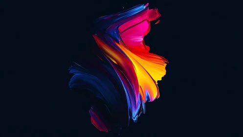 Multicolored abstract brushstroke on dark background surface.
