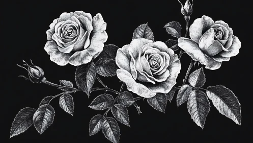 Midnight Bloom: Roses Dancing in Shadow's Embrace.