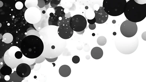 Monochrome overlapping bokeh spheres in gradient depth field