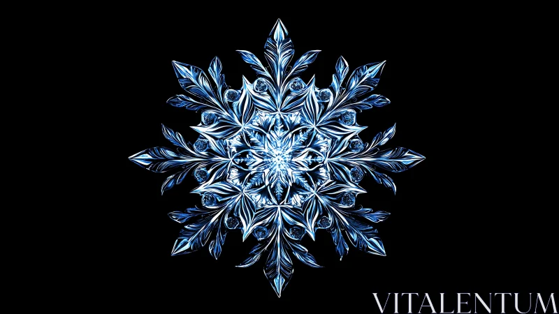 Icy mandala radiates crystalline symmetry against black void.