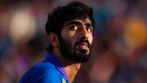 Telephoto sports portrait isolates pensive athlete in bokeh field