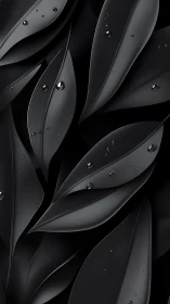 Monochrome synthetic leaves with specular droplets emphasize smooth curvature