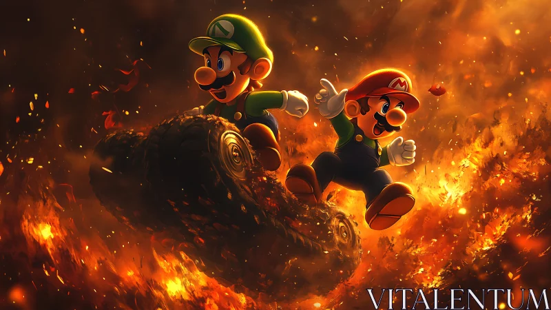 Mario Brothers Racing Through Inferno.