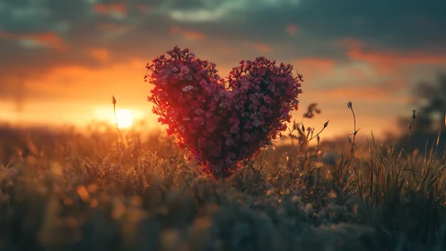 Heart-shaped Flower Cluster at Golden Hour Sunset