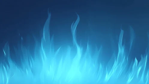 Abstract blue flames rising on dark background, digital art.