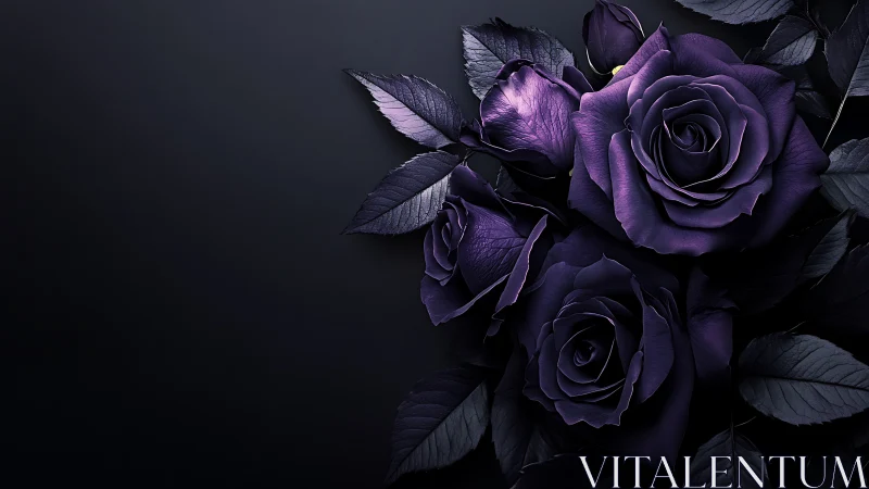 Deep Violet Rose Composition with High-Contrast Chiaroscuro Lighting.