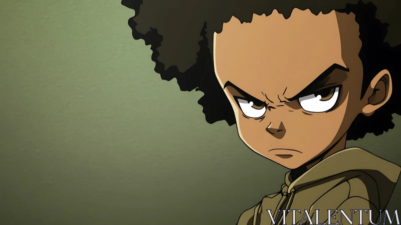 Glowering kid hero framed by moody olive quiet.