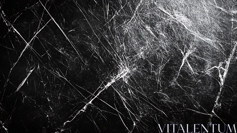 Scratched black marble texture creates stark urban tension