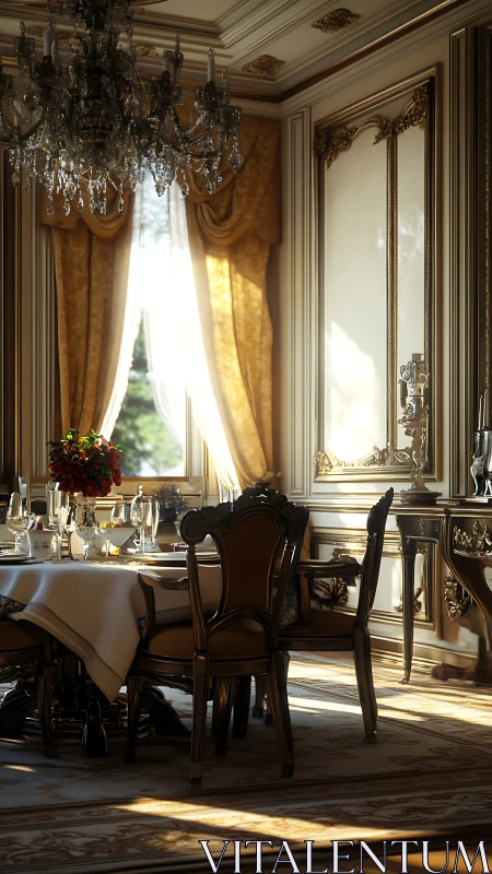 Morning sunlight curates a royal dining scene in quiet gold