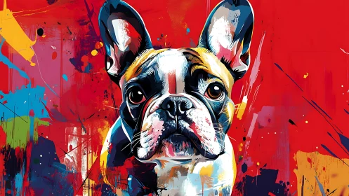 Color-drenched French bulldog portrait explodes with energy.