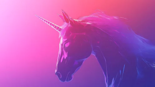 Neon gradient unicorn profile in luminous digital painting.